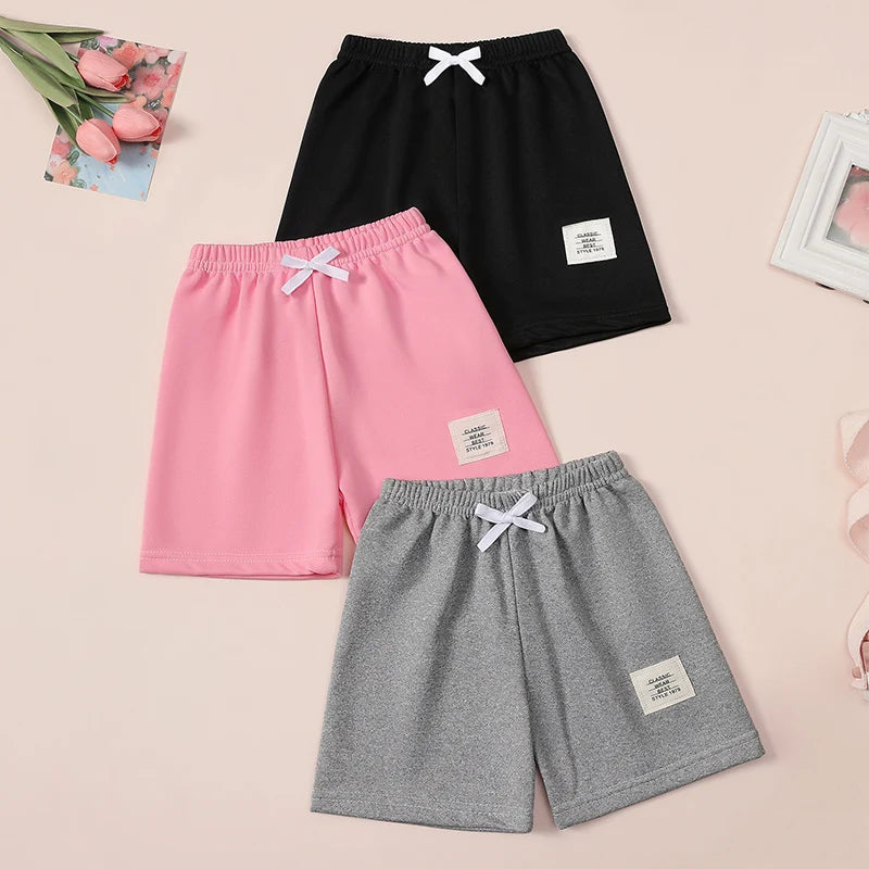 1/3/6 Pcs Children's Solid Color Drawstring Strap Shorts Boy Casual Fashion Pants Girl Joker Comfortable Elastic Waist Pants