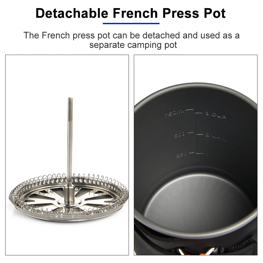 Widesea-Sistema de cocina para acampar con intercambiador de calor, estufa de Gas para exteriores, quemador, taza de café para turismo, vajilla