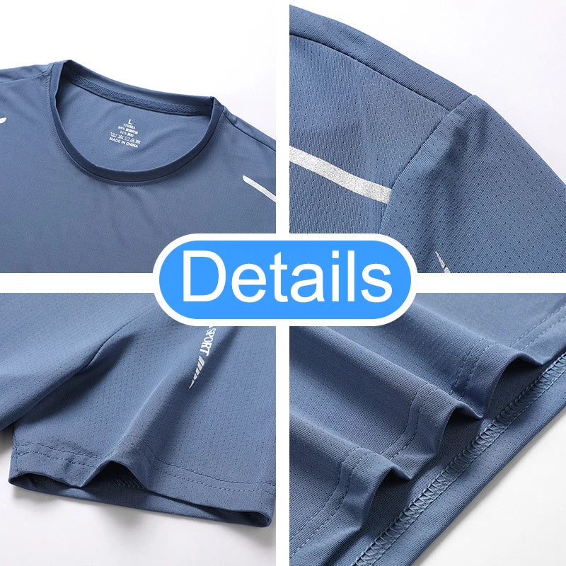 CHRLCK-camisetas de secado rápido para correr para hombre, camisetas transpirables para senderismo y pesca, Camisa corta para deportes al aire libre de elasticidad suave, verano