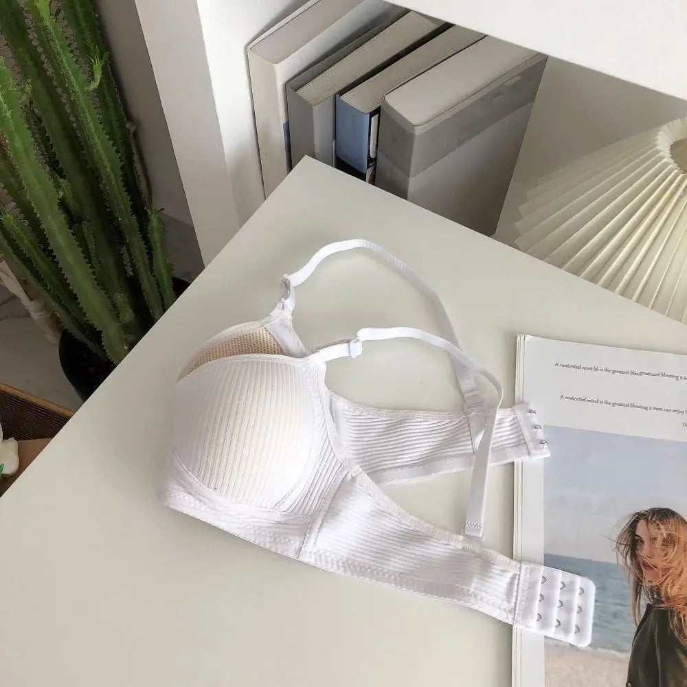 Sujetador inalámbrico ajustado para mujer, Bralettes con pechos recogidos a prueba de golpes, lencería antiflacidez, sujetador con escote en V profundo para verano