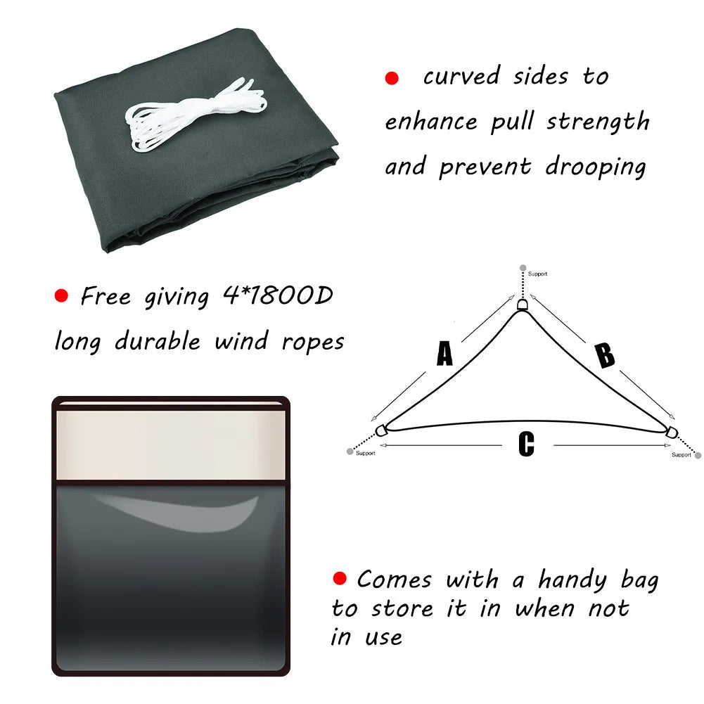 Toldo de vela impermeable triangular grande de 7M/5M/3M/2M para jardín al aire libre, toldo para Patio, tiendas de campaña, tela parasol para piscina