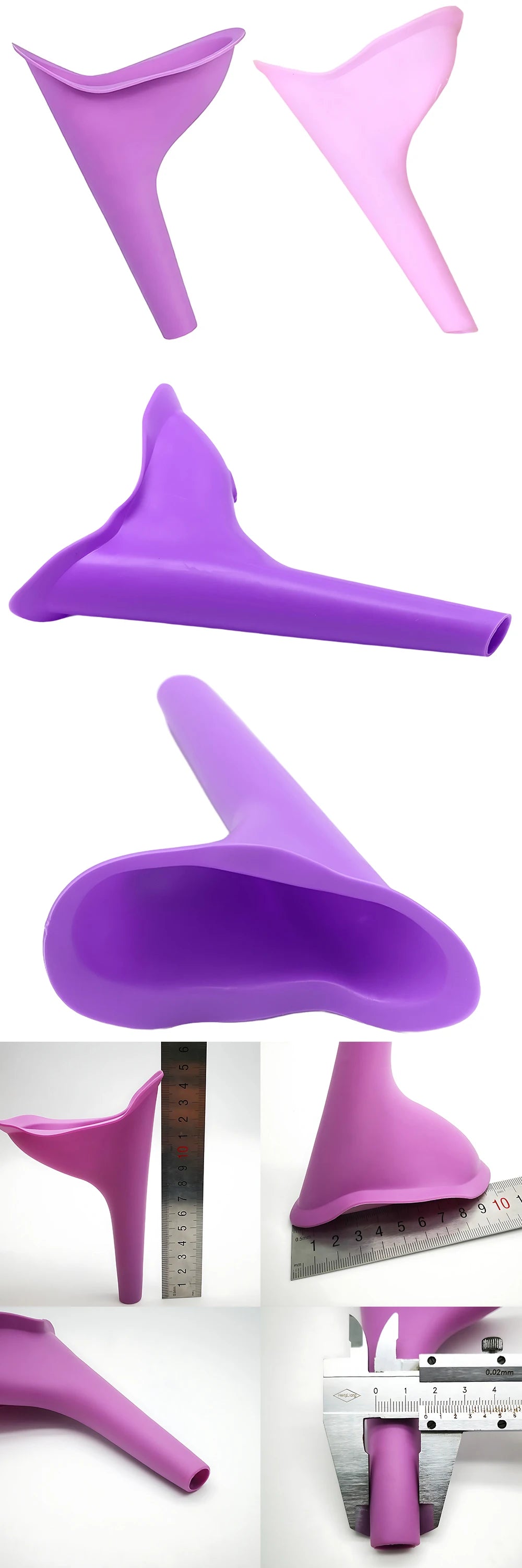 Juego de embudo de silicona reutilizable, embudo para orinar de pie de silicona rosa/morado con caja de almacenamiento de Color aleatorio, viaje, Camping, Hotel, ZYF, 1 ud.