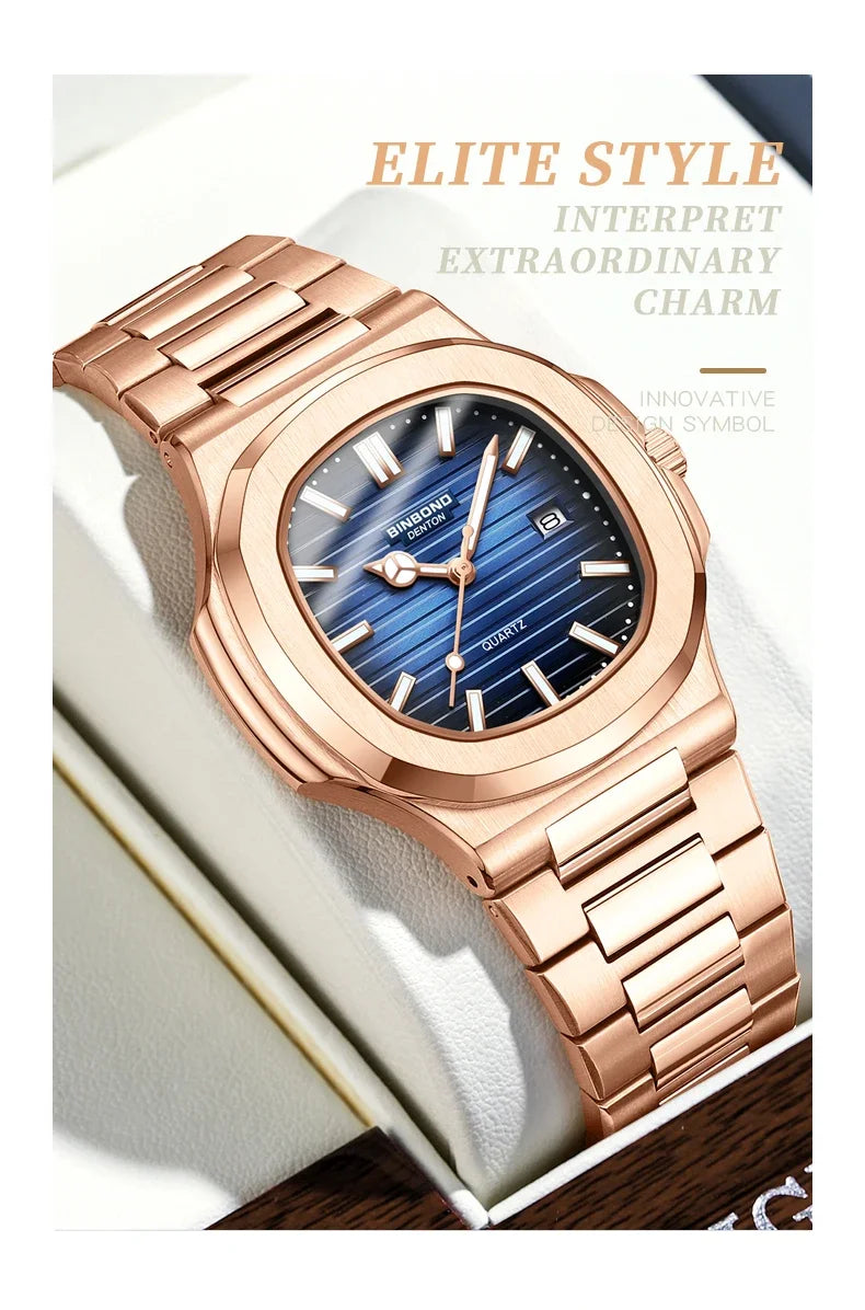 Nuevo Reloj informal de negocios de oro rosa, Reloj de lujo para Hombre, relojes automáticos, relojes de pulsera de cuarzo de alta moda para Hombre, regalos, Reloj para Hombre