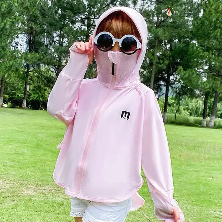 Ropa de protección solar para niños, chaqueta de protección solar de seda helada para exteriores, resistente a los rayos UV, chaqueta de protección solar para juegos al aire libre de verano