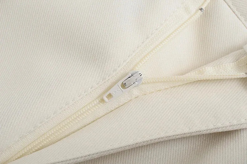 TRZA, pantalones rectos elegantes a la moda para oficina para Mujer, pantalones Vintage de cintura alta con cremallera, pantalones para Mujer