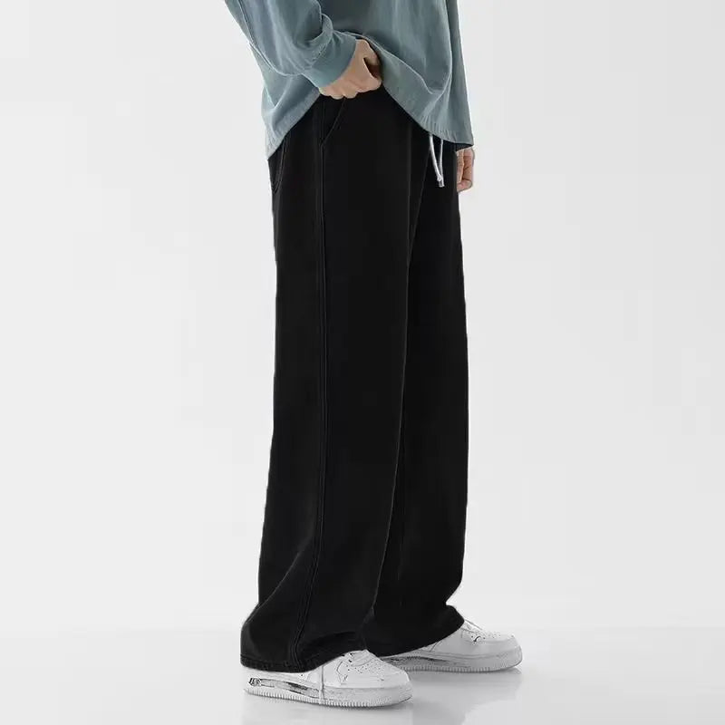 Nuevo 2024 Venta caliente de los hombres coreanos Casual largo Denim clásico de los hombres de pierna recta High Street Denim pantalones de pierna ancha