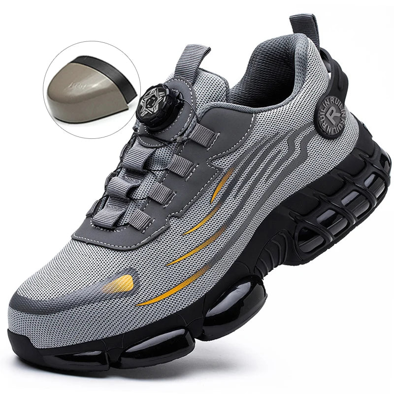 Zapatos de seguridad protectores con punta de acero indestructibles, zapatos de trabajo antideslizantes y resistentes a la abrasión, zapatillas cómodas y resistentes para hombres 