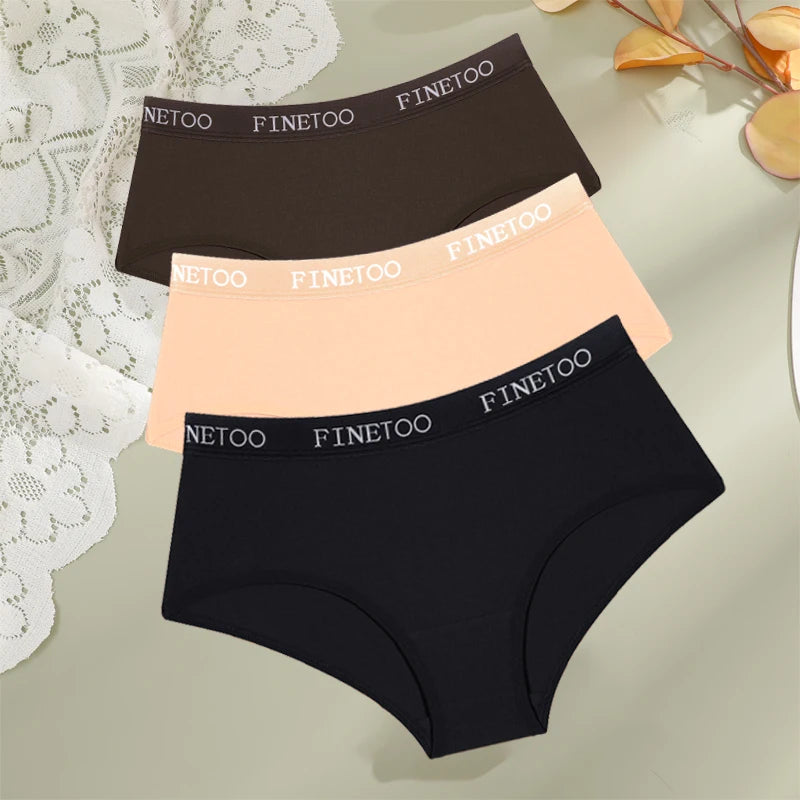 FINETOO, 3 uds., ropa interior con cinturón de algodón con letras, bragas para mujer, bragas sexis transpirables de cintura baja, lencerÃa cómoda elástica para mujer