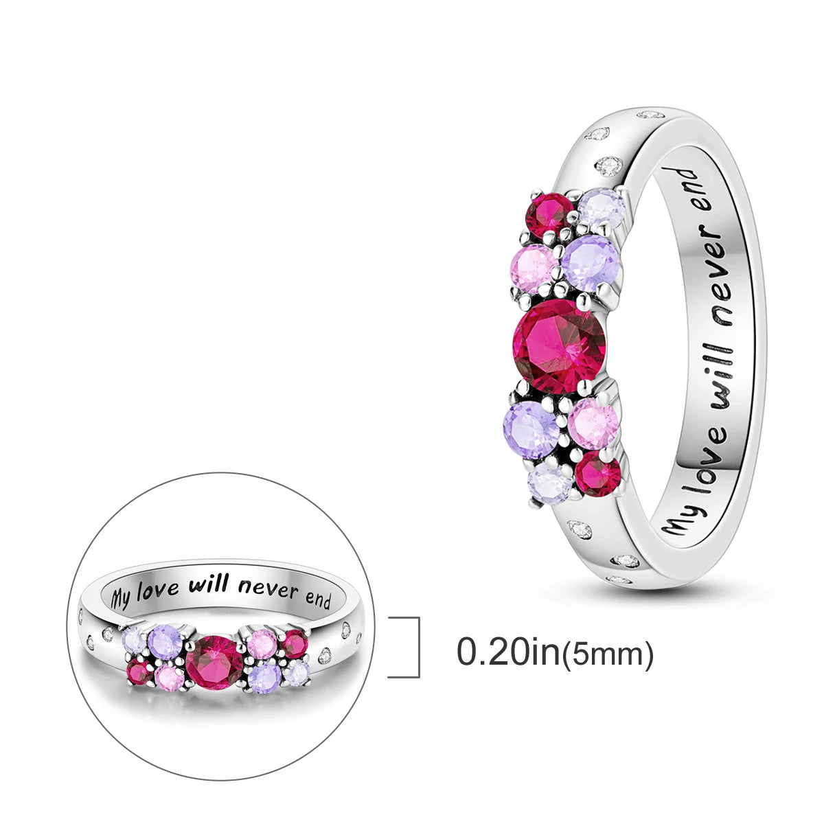 Anillo de Plata de Ley 925 Original para mujer, joyería fina con circonita, luciérnaga, corazón, cruz