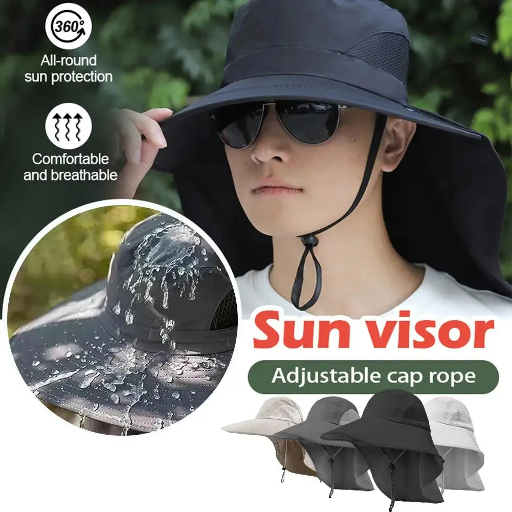 Sombrero de sol de ala ancha con solapa para el cuello para hombres y mujeres ajustable al aire libre 50 + protección UPF gorra de Safari senderismo sombrero de pesca