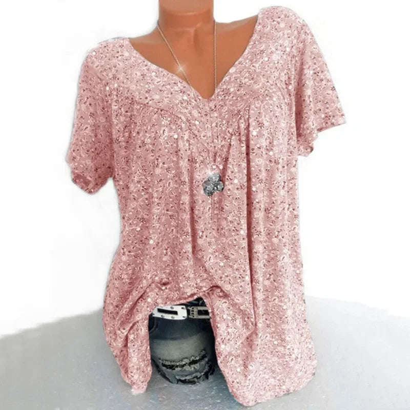 Camiseta holgada sin mangas para mujer, ropa de dormir de casa con cuello en V, Tops con estampado Floral, camisetas informales sexys a la moda para mujer