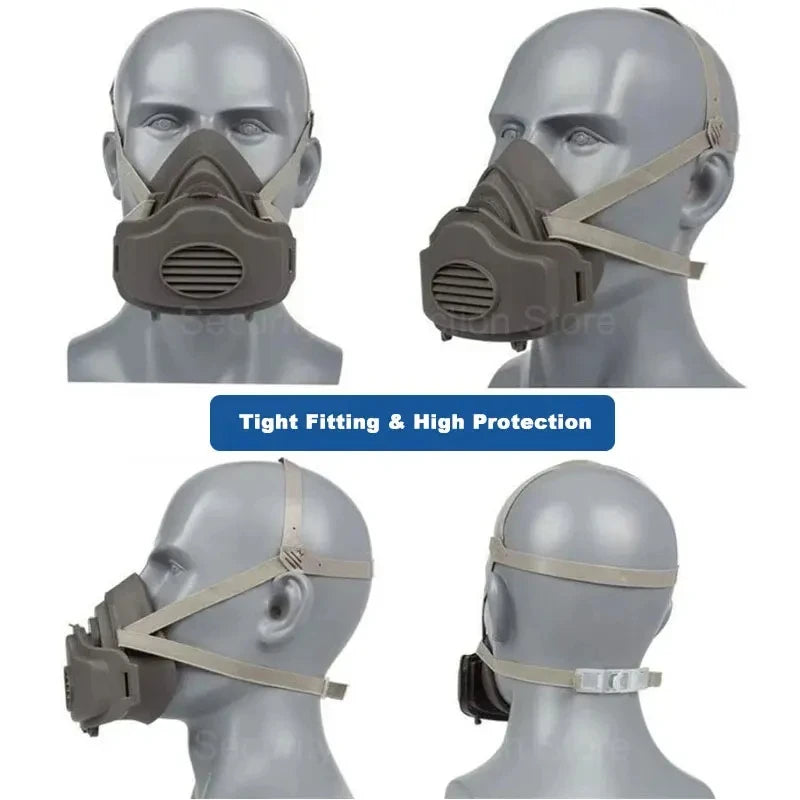 Mascarilla antipolvo de media cara 21 en 1, respirador a prueba de polvo, máscara de goma de seguridad para el trabajo, filtro de algodón para casa DIY, constructor de carpintero limpio Pol