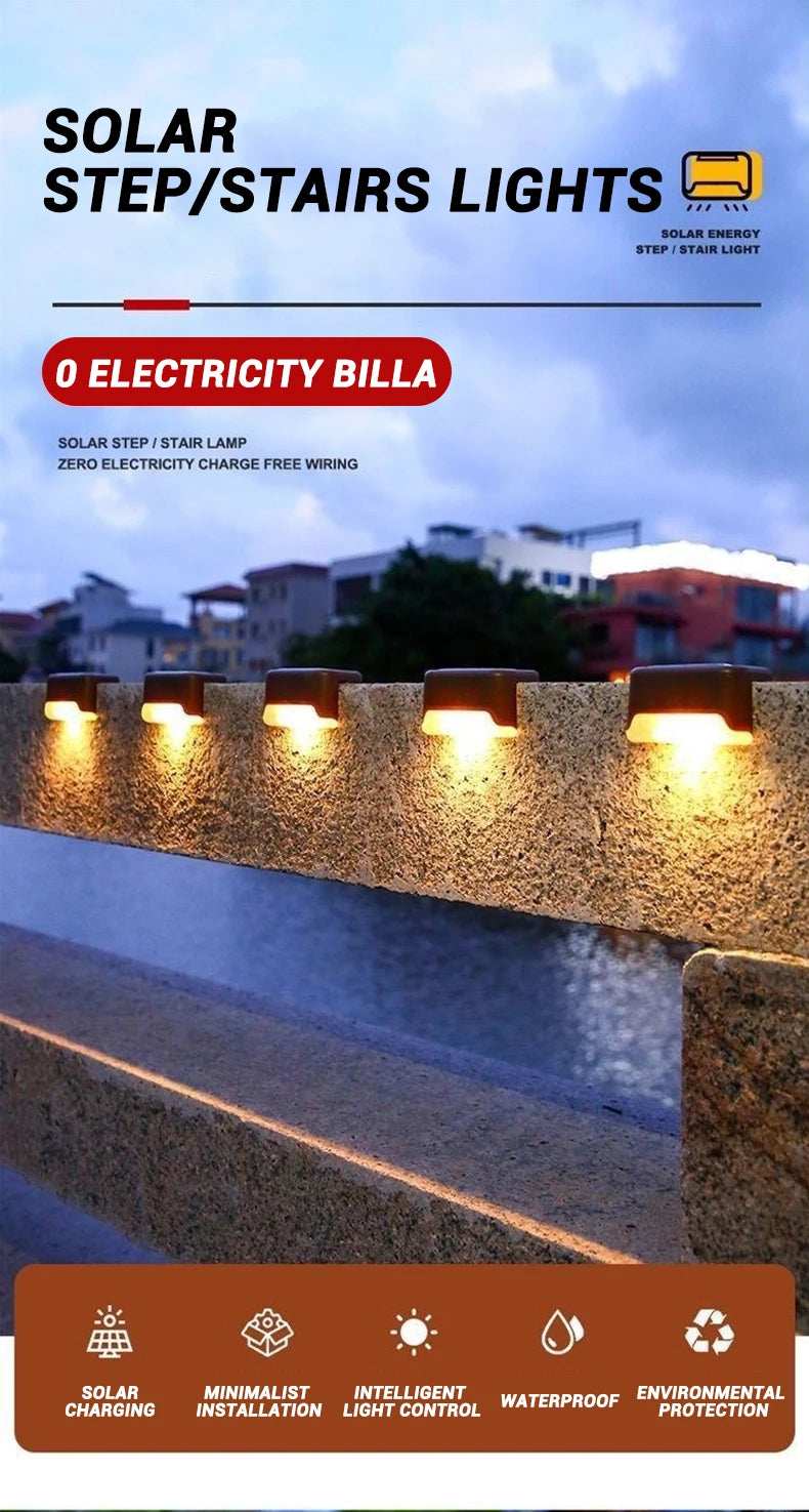 1/4/8/12/Uds luces LED solares luz de jardÃÂn al aire libre lámpara de cubierta luz Solar de escaleras lámpara de paso Solar impermeable decoración de jardÃÂn y Patio