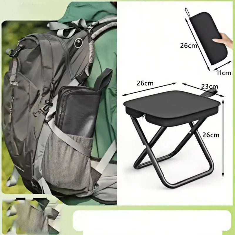 Taburete plegable portátil con cremalleras ajustables, estructura de metal duradera, silla de pesca con cremallera, silla para acampar al aire libre y senderismo