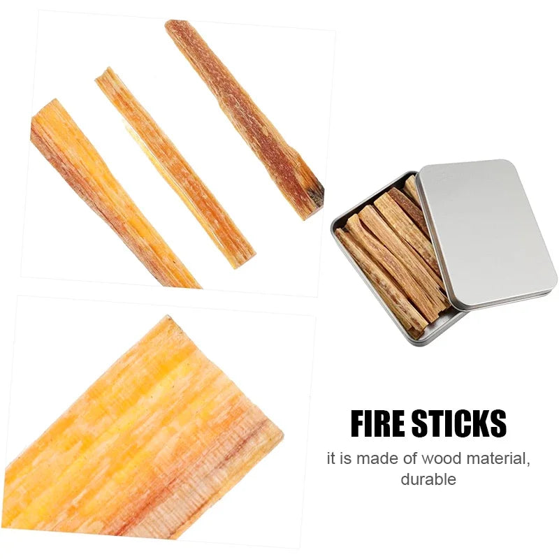 Palo de iniciación de fuego de madera de grasa, herramientas para hacer fuego al aire libre, palos de madera Natural para acampada, senderismo, supervivencia de emergencia, 1 caja