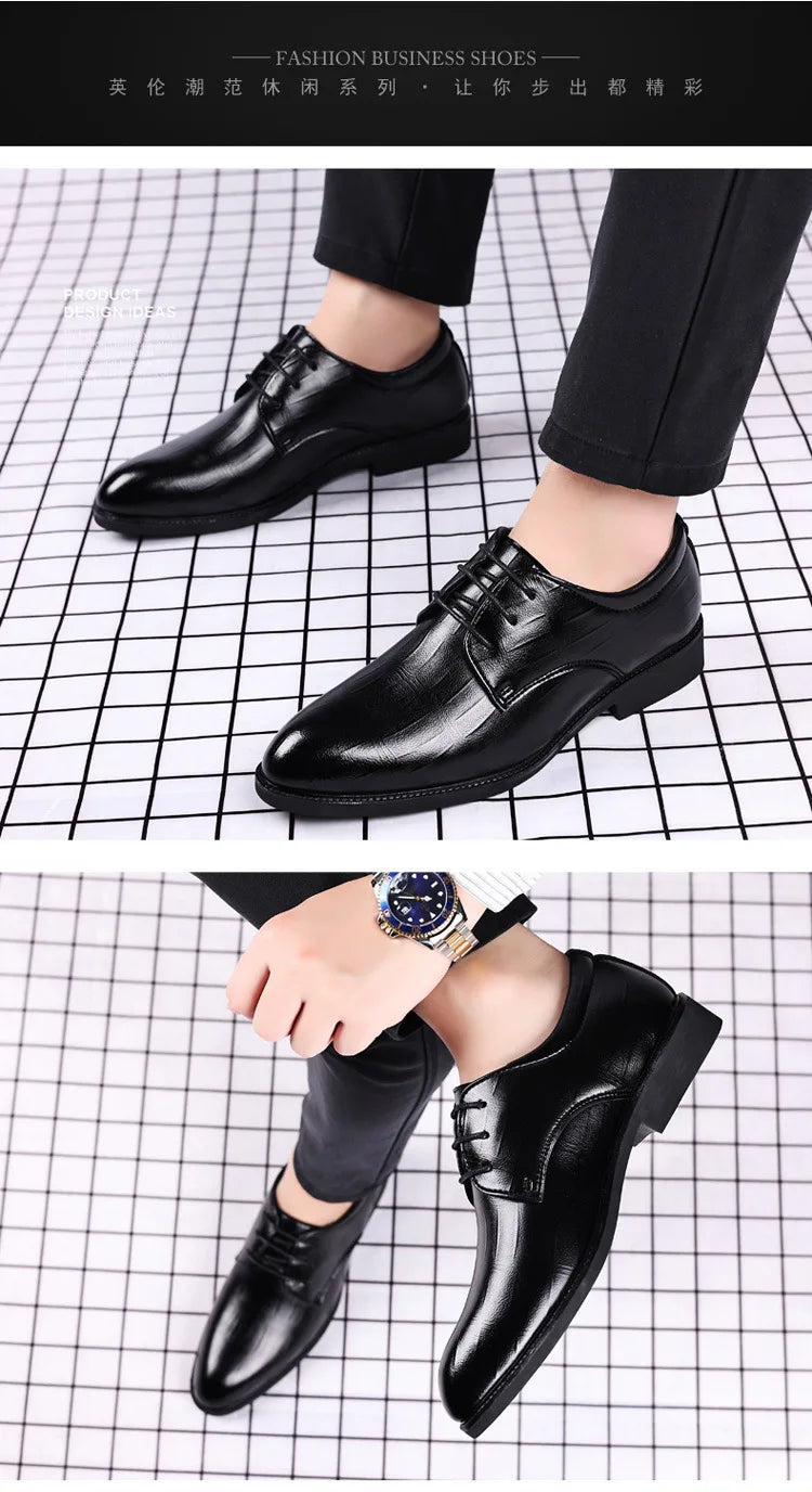 Zapatos de vestir de cuero para hombre, zapatos formales sociales para hombre, zapatos informales de negocios con punta estrecha, zapatos de diseñador de fiesta de lujo para hombre