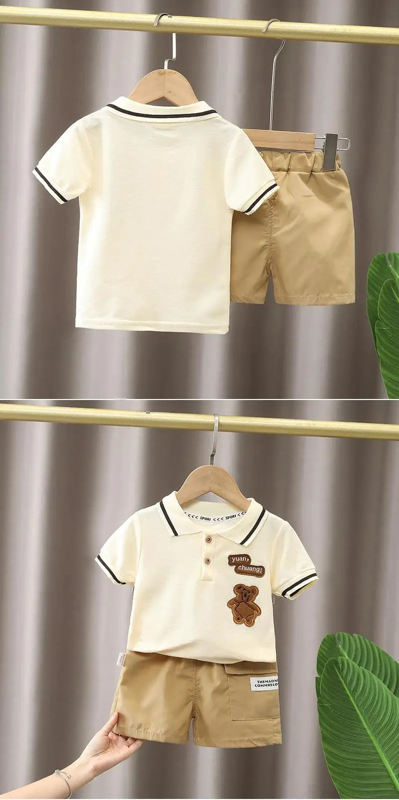 1Set Boys Girls Leisure Set Fashion Children Short Sleeve Shorts Sets Summer Kids Clothes Baby Tee Pants Solid Color Tracksuits