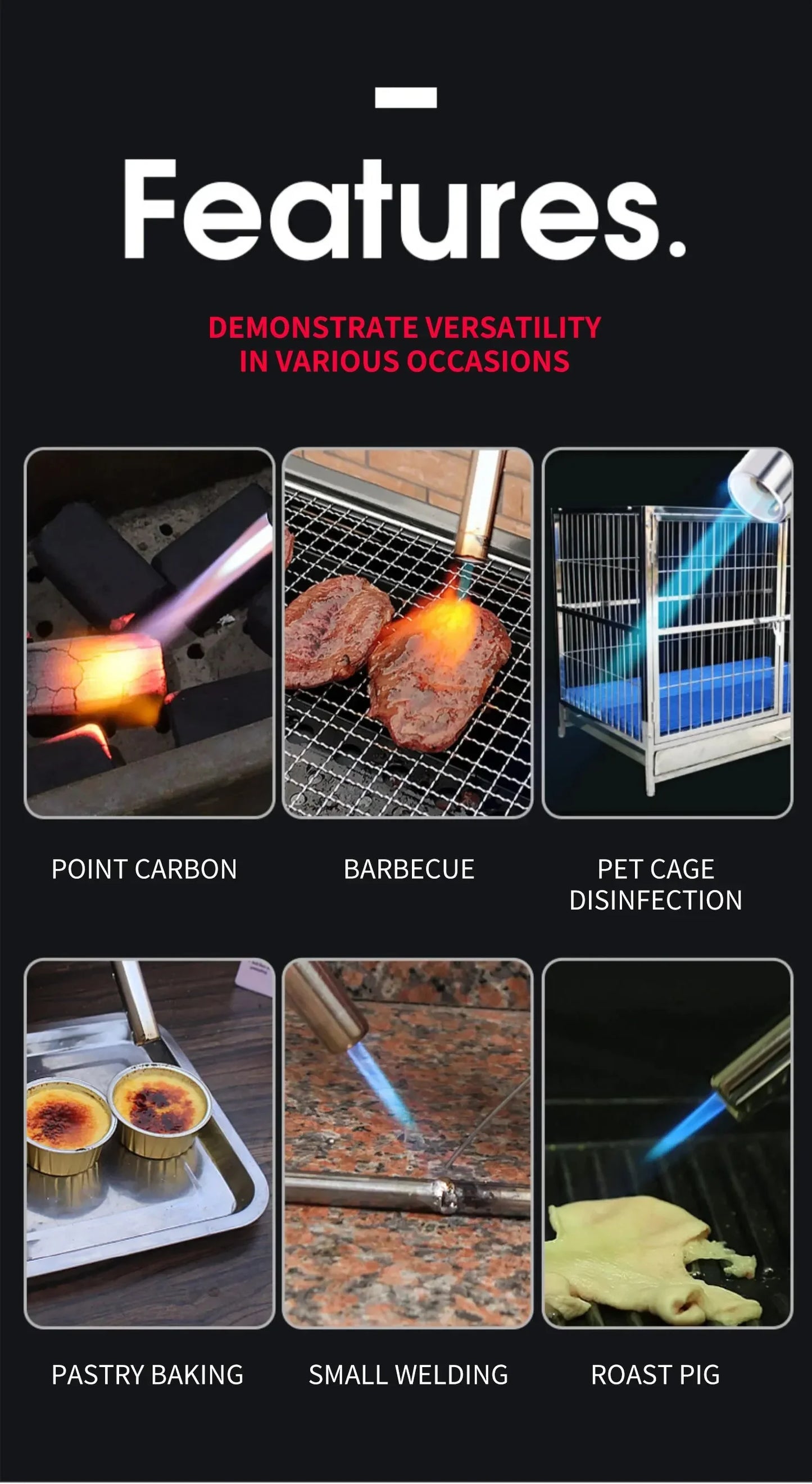 Práctico pistola de llama, quemador de Gas de soldadura, soplete de Gas de llama, pistola de llama para barbacoa, Camping, cocina, equipo de camping