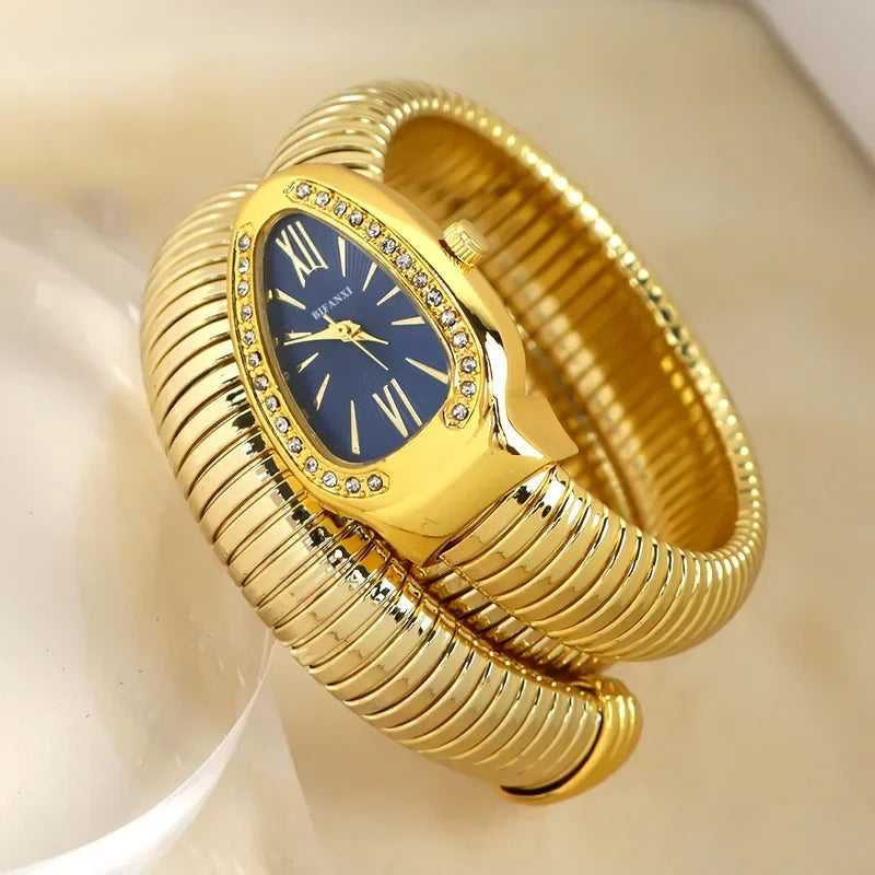 Reloj de cuarzo de lujo de alta calidad para mujer, pulsera de acero inoxidable, relojes de moda dorados para mujer, reloj femenino