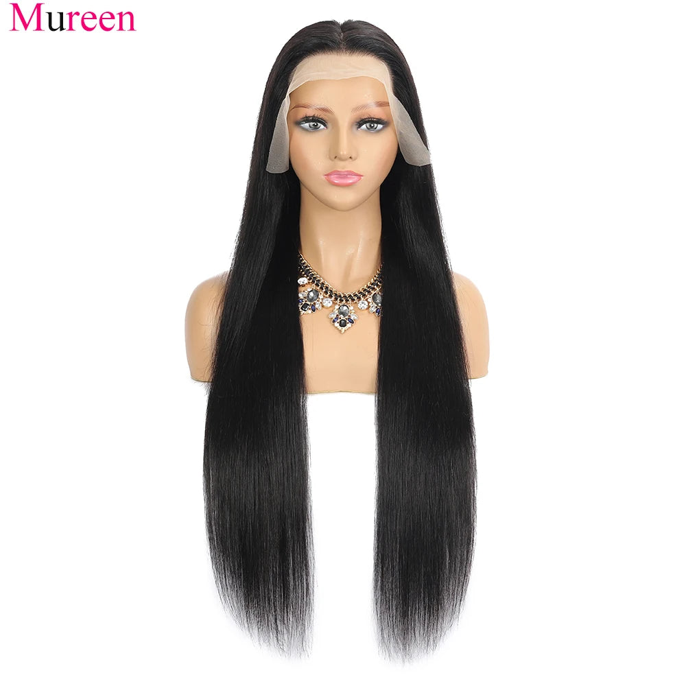 Peluca frontal de encaje de cabello liso de 250% de densidad, cabello humano 13x4 HD, peluca con malla frontal para mujeres, pelucas de cabello humano