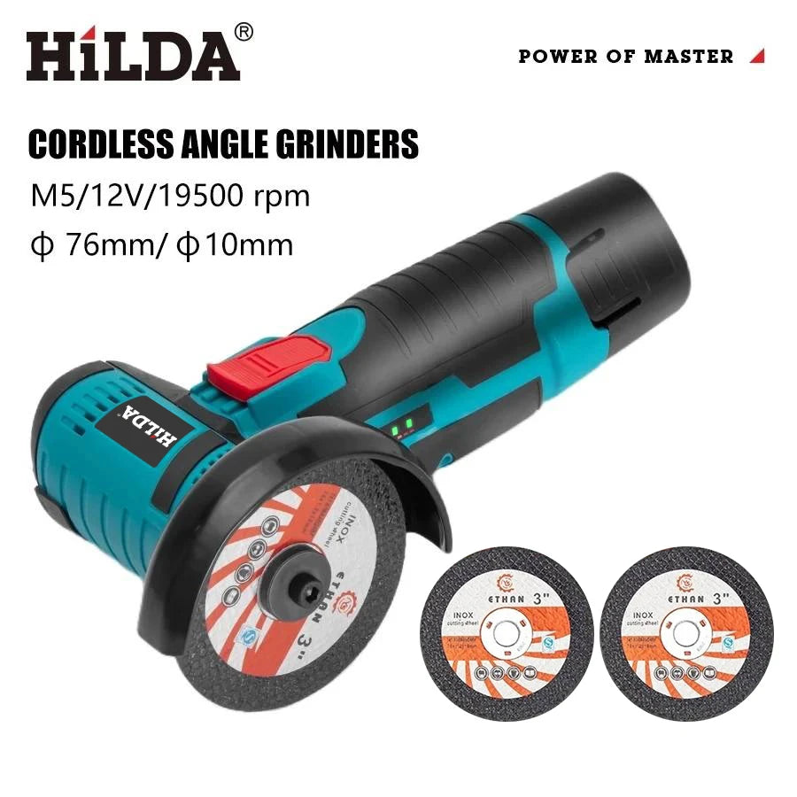 Mini amoladora angular recargable en miniatura HILDA de 12V con baterÃa, amoladora pulidora de hoja de corte para cortar diamante inalámbrico