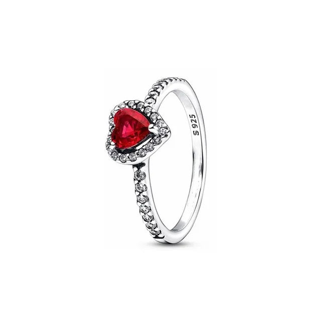 Tamaño europeo 6 7 8 9 anillos rojos, blancos y rosas para mujer, anillo de cristal de boda Original, accesorios de joyería de lujo, joyería de moda
