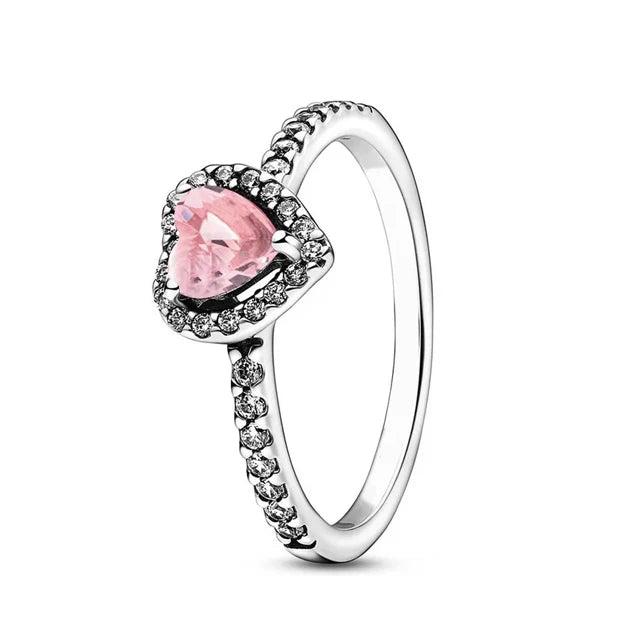 Tamaño europeo 6 7 8 9 anillos rojos, blancos y rosas para mujer, anillo de cristal de boda Original, accesorios de joyería de lujo, joyería de moda