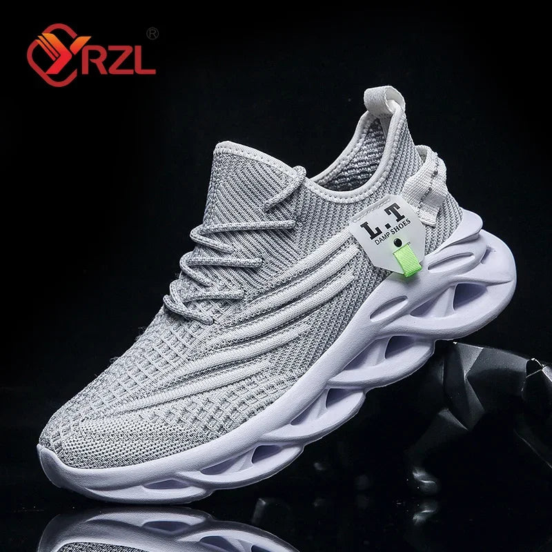 YRZL hombres deportes correr negro zapatos para correr zapatillas casuales al aire libre malla transpirable mujeres ligero absorción de impacto tenis negro
