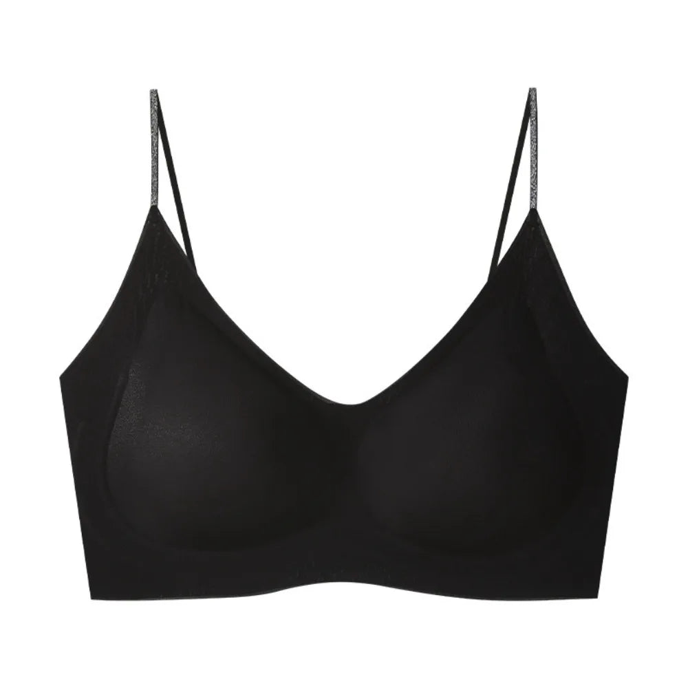 Cómodo sujetador inalámbrico a prueba de golpes con escote en V profundo, lencería antiflacidez, sujetador sin costuras, ropa interior push-up ajustable para niñas