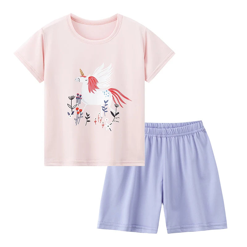 Conjunto de pantalones cortos de manga corta para niños, cómodo y versátil, informal, para el hogar y al aire libre, 2 piezas, verano