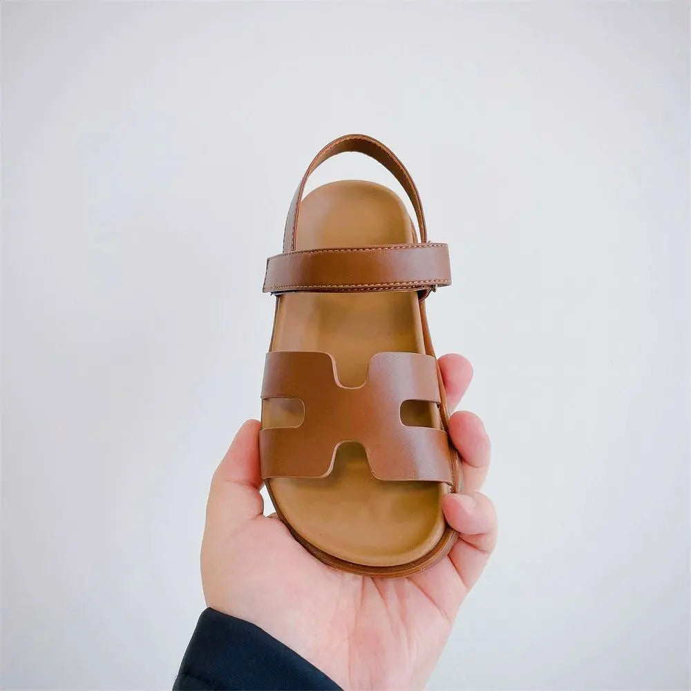 Sandalias de playa para niños, zapatos descalzos para niñas y niños, calzado plano sin cordones con dedos abiertos, zapato de moda para niños de verano 2025 para 26-36