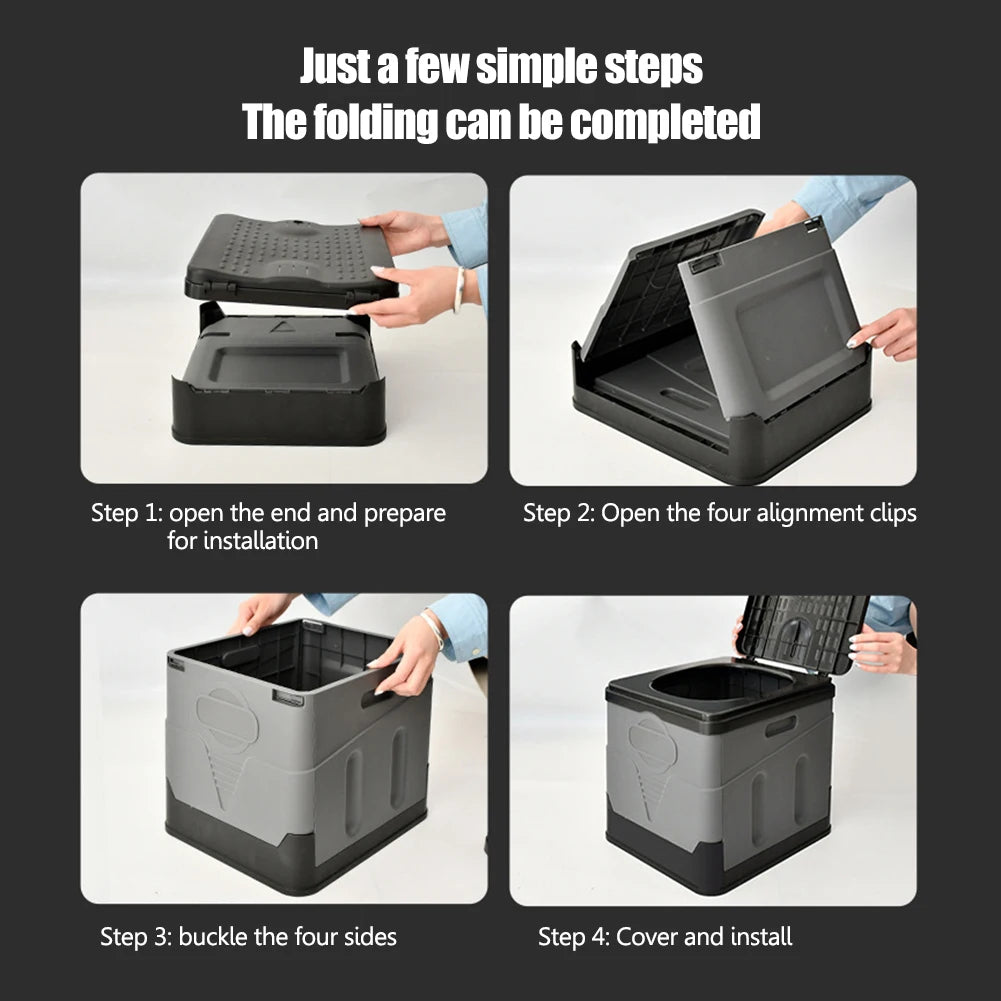 Inodoro portátil para coche, cubo de basura para viaje, campamento al aire libre, inodoro plegable para viaje de emergencia, autoconducción para adultos y niños