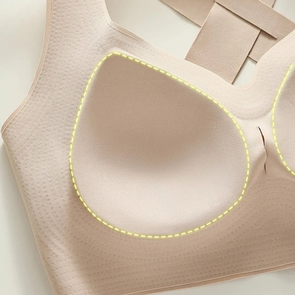 Sujetadores 2 en 1 sin costuras para mujer, ropa interior inalámbrica con hebilla frontal ajustable, Corrector de postura trasera, copa fina, sujetador antiflacidez