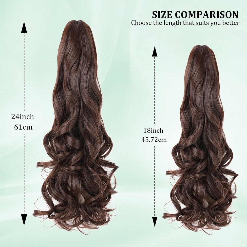 Extensión de cola de caballo, pinza sintética en postizo, extensiones de cabello de cola de caballo onduladas y rizadas, peluca larga de cola de caballo para mujer