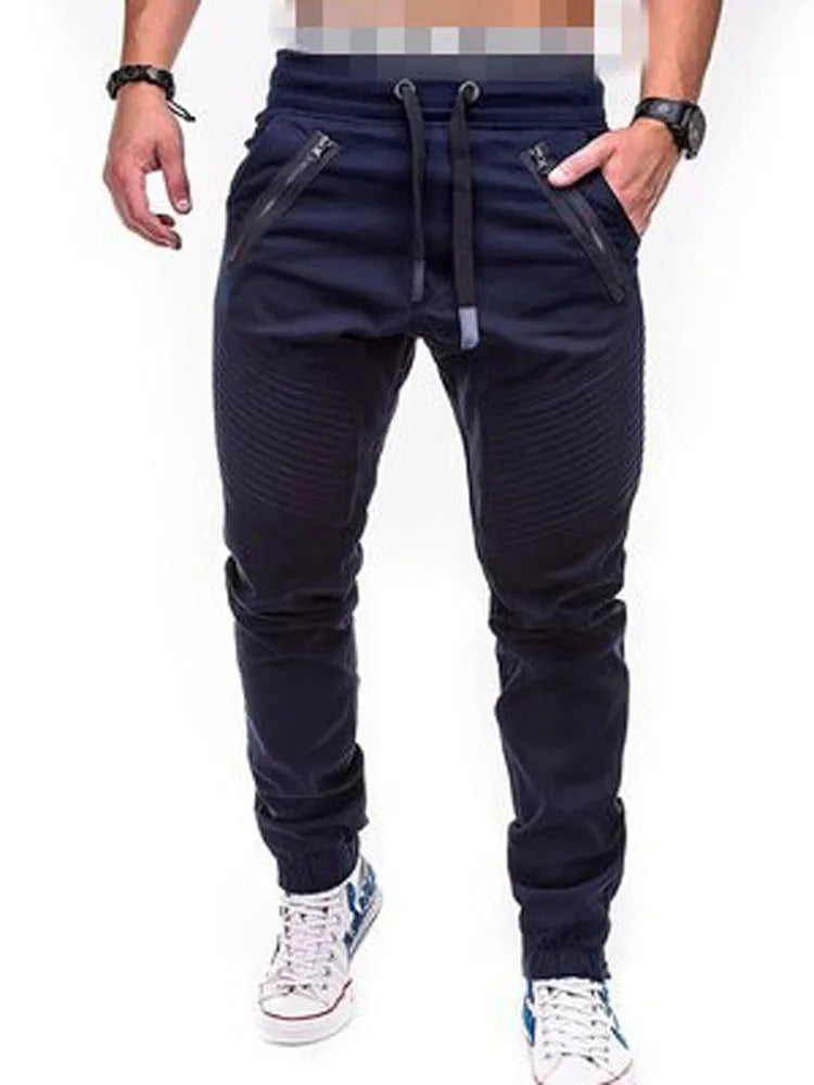 Pantalones largos de tubo con bolsillo para hombre, pantalones bombachos a rayas informales ajustados con cordón y cintura elástica baja para verano, BSD-8812