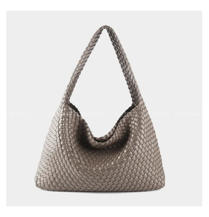ZR DIARY-Bolso tejido de lujo para mujer, bolsa de mano de gran capacidad de cuero PU, informal, a la moda, con textura suave, BZ618