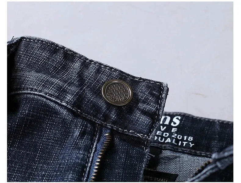 Wthinlee, nuevos pantalones vaqueros de negocios para hombres, pantalones vaqueros informales rectos elásticos a la moda, pantalones vaqueros clásicos azules y negros para trabajo, ropa de marca masculina