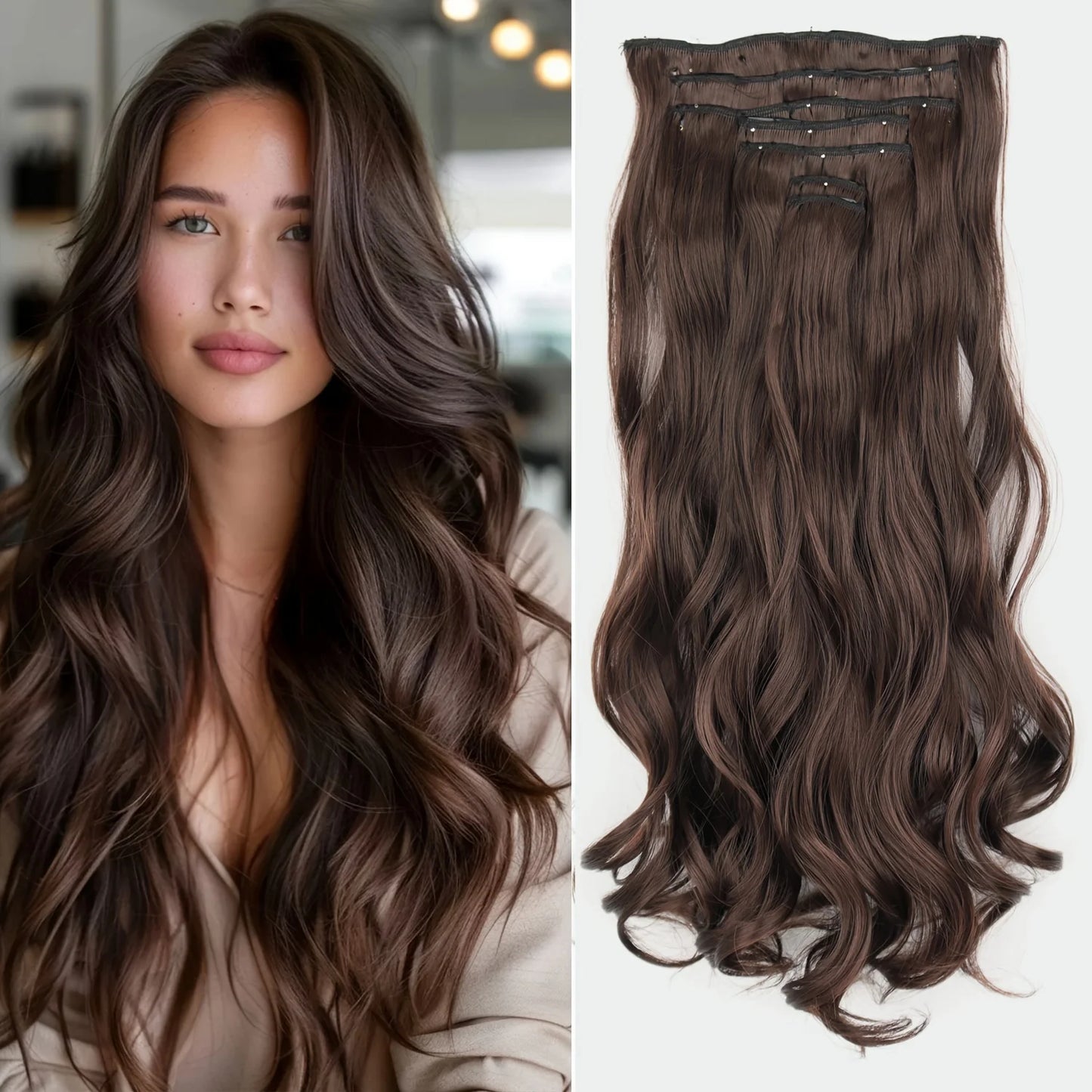 7 unids/set 16 Clips extensión de cabello negro largo liso pelo Natural Ombre peluca fibra resistente al calor para peinado de mujer