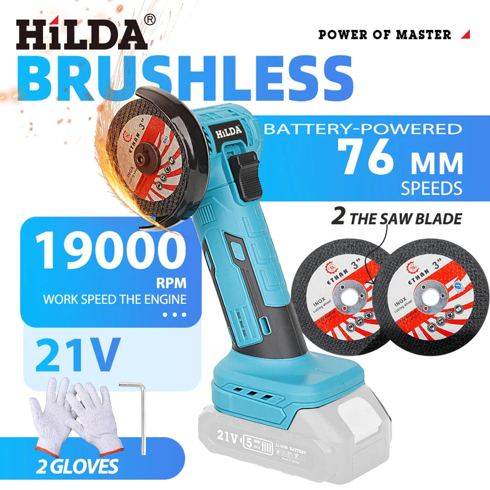 Mini amoladora angular recargable en miniatura HILDA de 12V con baterÃa, amoladora pulidora de hoja de corte para cortar diamante inalámbrico