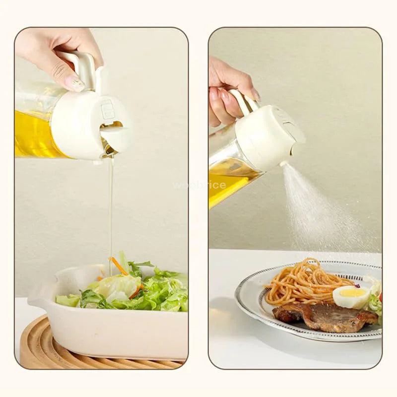 Spray 2 en 1 para botella dispensadora de aceite de oliva, diseño de mango cómodo para barbacoa, sartén de aire, horno, Camping