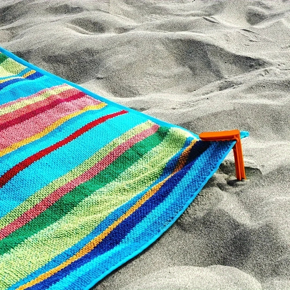 4 clips para toallas de playa al aire libre: sujetar de forma segura toallas y sábanas para acampar y viajar a la playa