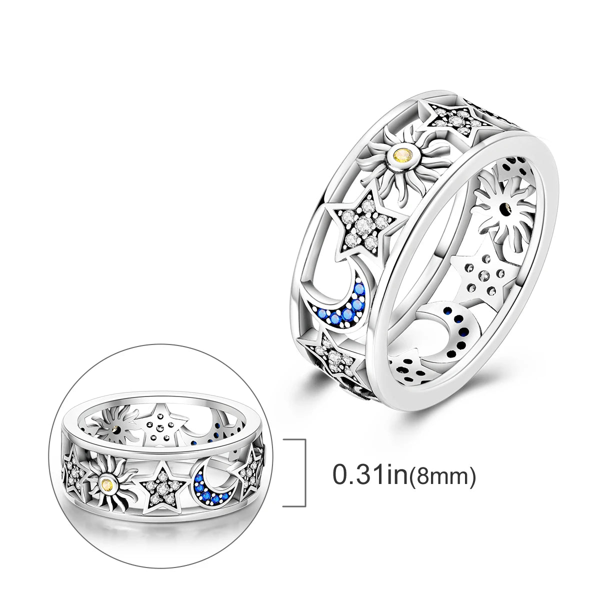Anillo de Plata de Ley 925 Original para mujer, joyería fina con circonita, luciérnaga, corazón, cruz