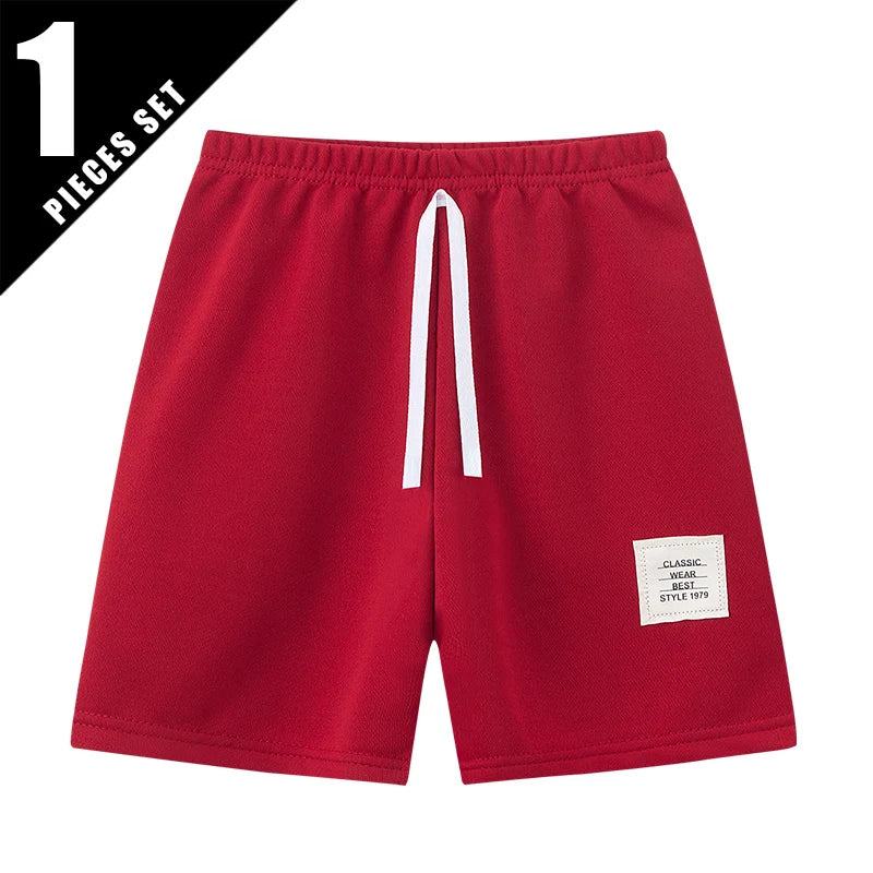 1/3/6 Pcs Children's Solid Color Drawstring Strap Shorts Boy Casual Fashion Pants Girl Joker Comfortable Elastic Waist Pants