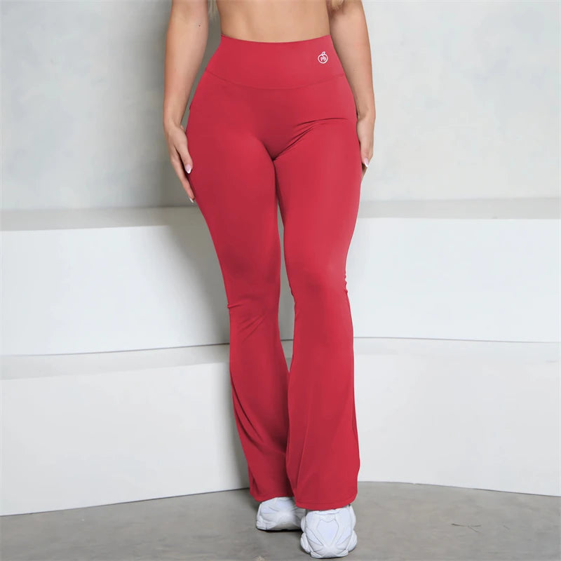 BUM gris bolsillo acampanado Scrunch Butt pantalones PB mujeres ajustado Sexy pantalones de cintura alta Push Up deporte Fitness Flare Leggings