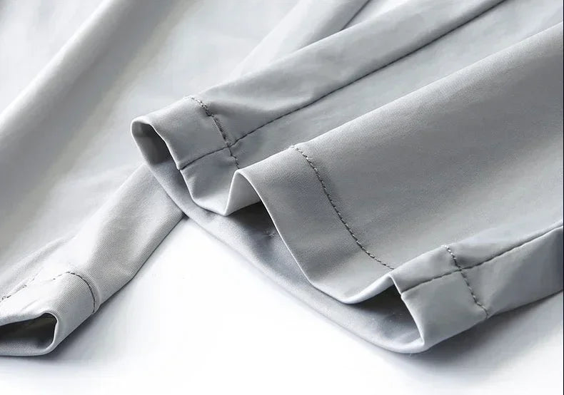 Pantalones informales finos de tela de seda de hielo suave para hombre, pantalón recto de estilo coreano, de alta elasticidad, marca de lujo, verano 2024