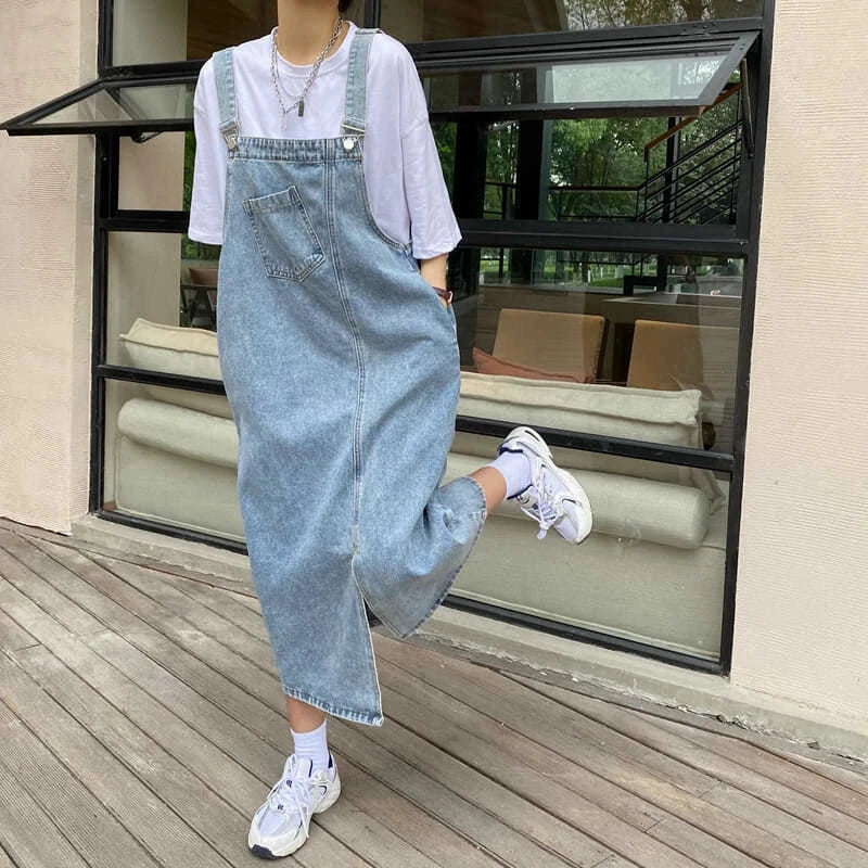 Primavera Verano Denim vestido general mujeres sin mangas Jeans vestidos moda femenina sólido Slip Casual suelto Spaghetti Strap vestidos