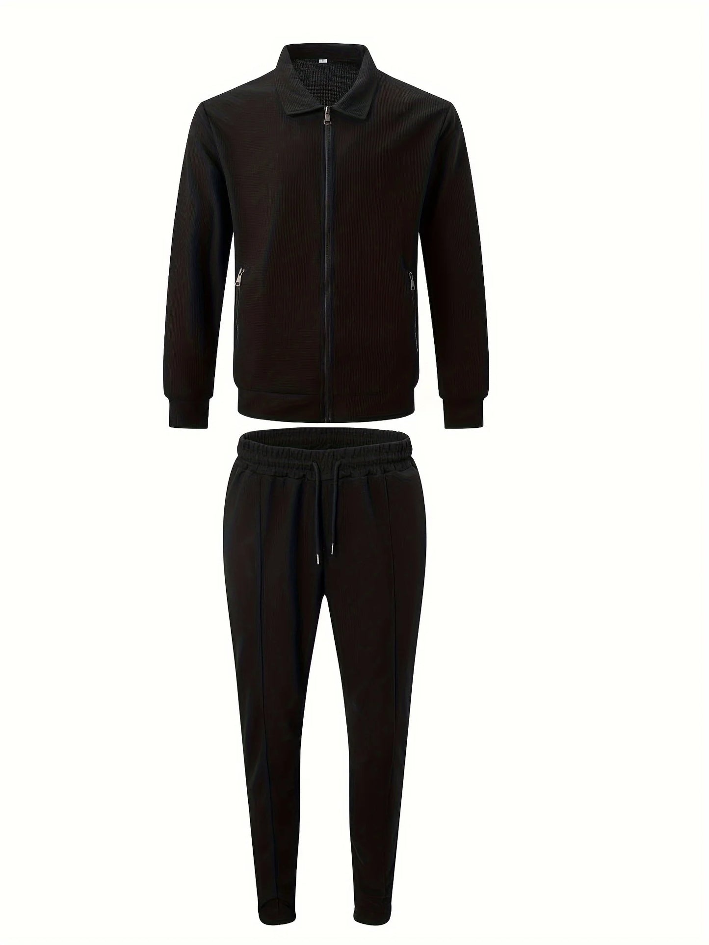 Chaqueta ajustada con bolsillo de cremallera para hombre, ropa deportiva de manga larga, conjunto de chaqueta de cárdigan, pantalones largos, elegante, conjunto de dos piezas