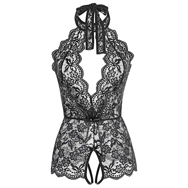 LencerÃa erótica para mujer, Body de peluche transparente de encaje, disfraz Porno para mujer, escote en V profundo, entrepierna abierta, muñeca bebé, falda Sexy, ropa interior