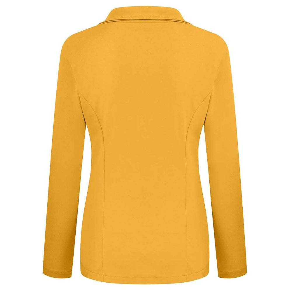Abrigo deportivo elegante para mujer, top informal deportivo de oficina ajustado de manga larga