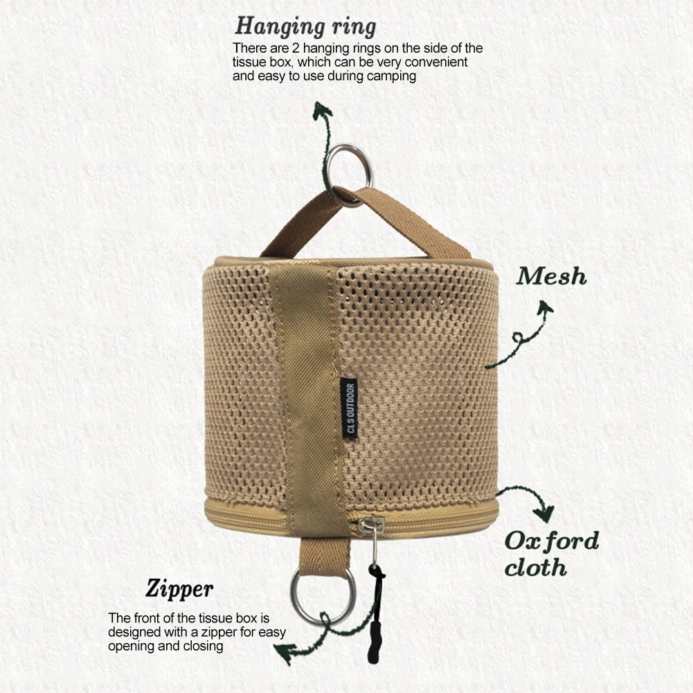 Estuche de pañuelos para acampar al aire libre con gancho, bolsa de almacenamiento de papel en rollo, caja de almacenamiento de papel higiénico para Picnic, senderismo y Camping